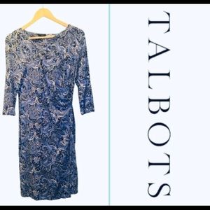 Talbots Bella faux wrap dress blue paisley medium petite
